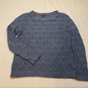 Tommy Hilfiger Gray Open Knit Cotton Sweater